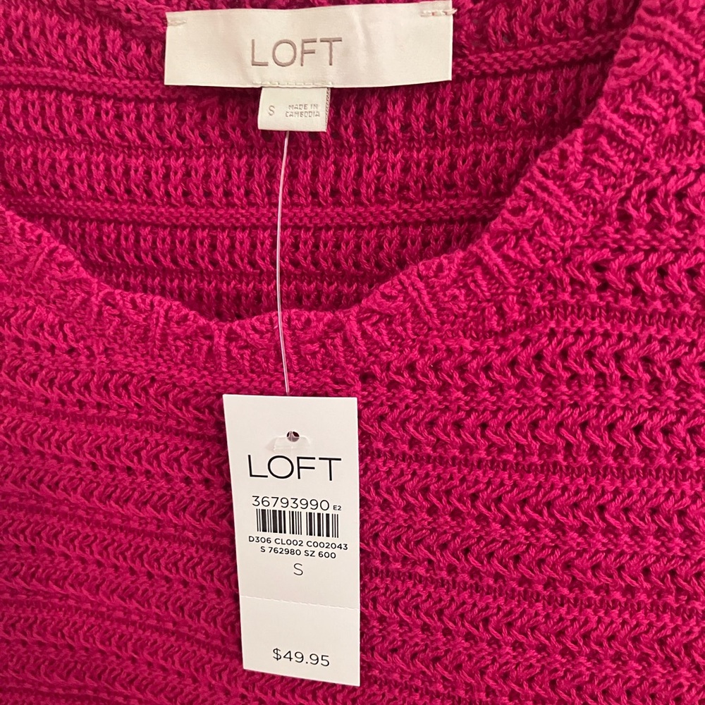 LOFT Raspberry Knit V-Neck Tank Top - Picture 3 of 5